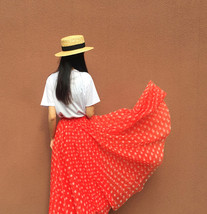 Orange Polka Dot Tulle Skirt Women Plus Size Tulle Midi Skirt Outfit image 1
