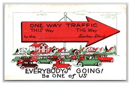 Comic One Way Traffic Jam to Sunday School Be One of Us  UNP Chrome Postcard Y16 - £2.28 GBP