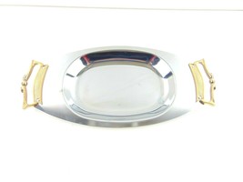 Kromex Serving Plate With Brass Handles 14&quot; x 6 3/4&quot; - $24.74
