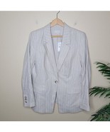 NWT LOFT | Tan &amp; Silver Shimmer Pinstriped Blazer Jacket Womens Size 10 - £37.82 GBP