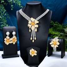 Spring Trendy Flower Charms African Indian Jewelry Set For Women Wedding Bridal  - £250.59 GBP