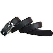 Mens leather dress belt adjustable cuttable 26&quot; - 44&quot; ratchet close blac... - $18.00