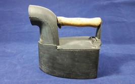 Antique Cast Iron &quot;Sad&quot; Coal/Charcoal Clothes Iron Chimney Wood Handle - £212.45 GBP
