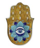 Orange Chakra Hamsa Palm Mandala and Evil Eye Ceramic Dish Brass Incense... - $24.66 CAD