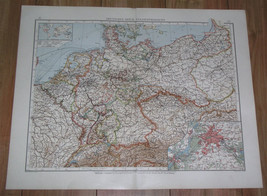 1905 Antique Map Of German Empire Germany Poland Silesia Prussia / Berlin - £22.32 GBP