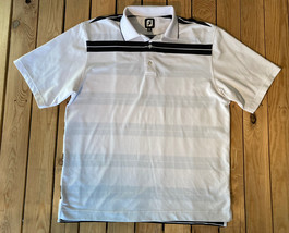 FJ Men’s Short Sleeve Half Button Up Polo Shirt Size L In White D5 - £14.00 GBP