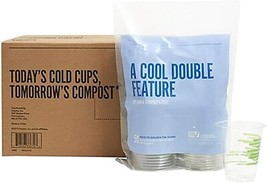 Compostable Plastic Cold Cup 12 Oz. Clear/Green 24394121 - £63.54 GBP