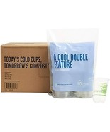 Compostable Plastic Cold Cup 12 Oz. Clear/Green 24394121 - £63.68 GBP