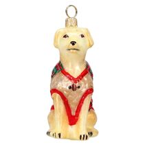 Yellow Lab in Barbour Coat Polish Glass Ornament Labrador Retriever - $59.38