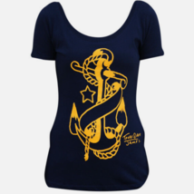 LAST CHANCE! Black Market Art Blue Yellow Anchor Tee Tattoo Nautical Top... - $24.95