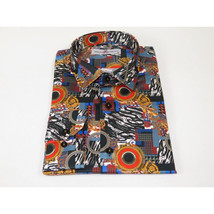 Men's EMILIO CERUTTI Sport Shirt 100% Cotton Long Sleeves #EMC13 Black Red image 4