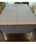 French Country Blue Multicolor Floral Border Cotton Tablecloth 72&quot; Square - $47.37 CAD