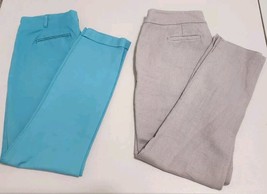 BODEN Tapered Trousers Blue &amp; Gray UK 12L US 8L Cotton Linen Elastine Lo... - £30.58 GBP