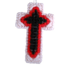 Christian Cross Ornament in Black Red White - $20.00