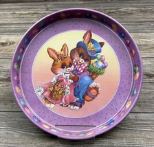 Vintage Giftco Inc. Metal Easter Tray 11&quot; Round 1&quot; Deep Holiday Decor - £10.88 GBP
