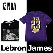 Official Lebron James &quot;23&quot; Nba Shirt Purple Gold Los Angeles Lakers Black Medium - £22.55 GBP+
