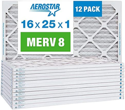 Aerostar 16X25X1 MERV 8 Pleated Air Filter, AC Furnace Air Filter, 12 Pack (Actu - £69.83 GBP