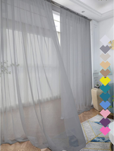 LONGTAI Window Gray Sheer Curtains 72 Inches Long 2 Panels Sheer Curtain... - £18.74 GBP