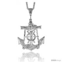 Sterling Silver Anchor with Crucifix Pendant, 2 9/16in  (65 mm)  - £153.71 GBP