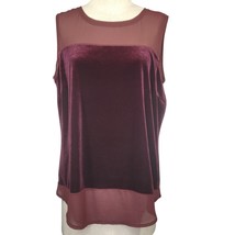 Burgendy Sleeveless Velvet and Sheer Blouse Size Large New with Tags  - $34.65