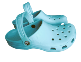 Crocs Shoes Womens 6 Blue Green Classic Rubber Mule Slingback Closed Toe Sandals - £15.51 GBP