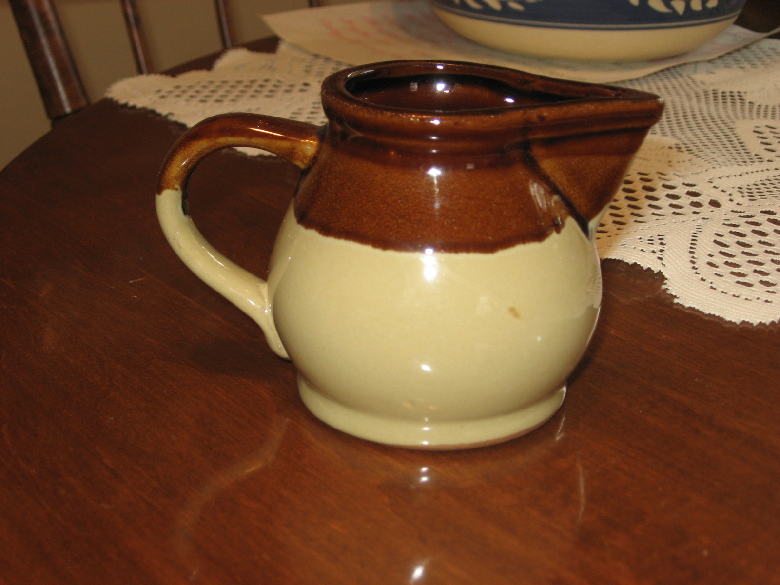 Creamer/Mini Pitcher-Two Tone-Stoneware-1960&#39;s - $9.00