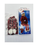 Elf on the Shelf Claus Couture Cozy Red Black Plaid Robe and Slippers - £16.73 GBP