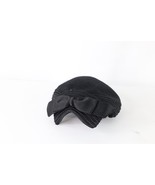 Vintage 30s 40s Rockabilly Satin Bowtie Felt Wool Pillbox Hat Black Wome... - $59.35