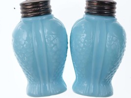 c1890 Fish Form Blue Milk glass salt and pepper set - £47.44 GBP