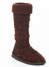 NEW Womens Muk Luks Lukees Cable Knit Tall Slipper Boots sz 10 chestnut brown - £20.04 GBP