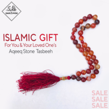 Real Red Agate Aqeeq Tasbih, Islamic Prayer 33 beads, Tasbih, Misbaha, T... - $90.00