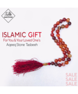 Real Red Agate Aqeeq Tasbih, Islamic Prayer 33 beads, Tasbih, Misbaha, T... - $1,610.97 MXN