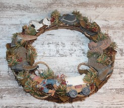 Rare Vintage 1950&#39;s Christmas Wreath Country Western Cowboy Christmas De... - £23.19 GBP