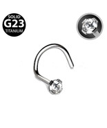 Titanium Prong Set CZ Screw Nose Ring - $21.95