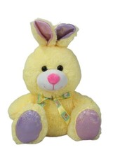 Midwood Brands Yellow 13&quot; Bunny Rabbit Plush Stuffed Animal with Easter Ribbon - £5.44 GBP