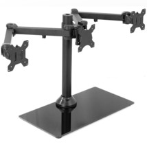 Vivo Black Triple Monitor Mount Stand W/ Glass Base | Holds 3 Screens Up To 24" - £133.67 GBP
