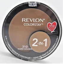 Revlon Colorstay 2-in-1 Compact Makeup &amp; Concealer 310 Warn Golden*Twin ... - £23.64 GBP