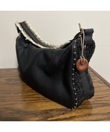 The Sak Purse Leather Shoulder Bag Black Pebbled Woven Handle Coastal - £13.22 GBP