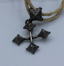 Irish Reed Crosslet Necklace With Hemp Necklace English Pewter Vintage 1990s - $21.96