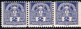 AUSTRIA 1920-1921 Amazing Very Fine Newspaper  MNH Strip of 3 Stamps Scott# P29 - £0.85 GBP