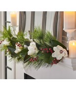 4&#39; Glistening Magnolia and Berry Garland by Valerie - £155.44 GBP