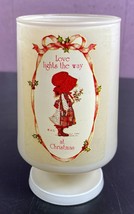 Holly hobbie candle Glass Container Unused Christmas Love Lights the Way 5&quot; - $8.91