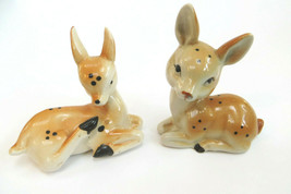 Vintage Ceramic Deer Reindeer Fawn Laying Down Set Of 2 Unmarked, poss. ... - $12.00