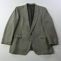 Vtg Haggar 48L Green Herringbone Tweed Wool Blazer Jacket Sport Coat - $49.99