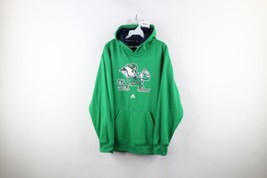 Vtg Adidas Mens Medium Spell Out Notre Dame University Hoodie Sweatshirt Green - £38.96 GBP