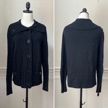 Jones New York Button Cardigan Cotton Black L - $17.28