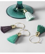 New Target Opalhouse Tassel Wine Charms Boho Blue Green Set Of 8 - £9.40 GBP