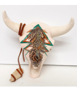 Mini Ceramic Steer Bull Skull w Horns Embellished Southwest Hand Painted... - £23.59 GBP
