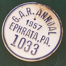 1957 antique GAR ANNUAL ephrata pa LICENCE PLATE TAG tin embossed origin... - £68.79 GBP
