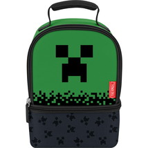 Minecraft Creeper Lunch Box Insulated Dual-Chamber PVC-Free Bag Tote Nwt - £12.82 GBP